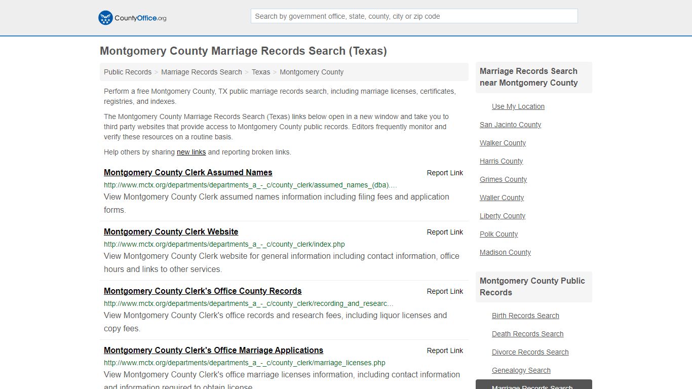 Montgomery County Marriage Records Search (Texas)